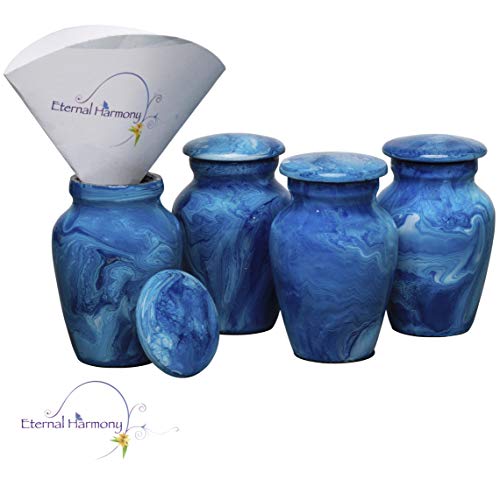 Eternal Harmony Cremation Urn for Human Ashes | Memorial Urn Carefully Handcrafted with Elegant Finishes to Honor Your Loved One | Adult Urn Large Size with Beautiful Velvet Bag (Small, Blue Milo)