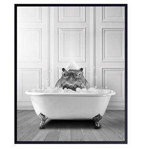 hippo wall art – funny bathroom decor – jungle theme bathroom accessories – modern bathroom wall art – bathroom decorations pictures – bath wall decor – guest bathroom – restroom sign – powder room