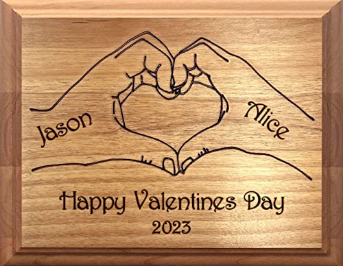 Personalized Wood Plaque with Heart Valentines Day - Wood Plaque Gift for Him Her Couple