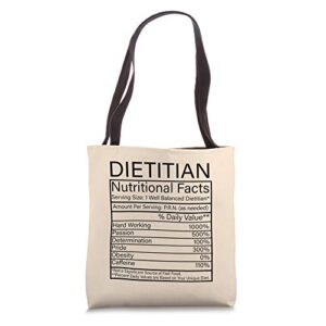 dietitian nutritional facts funny sayings quotes humor gift tote bag