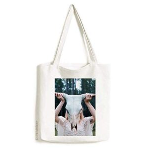 sheephead girl forestry science nature tote canvas bag shopping satchel casual handbag