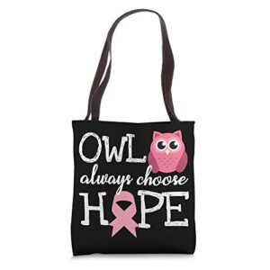 owl hope breast cancer inspirational awareness gifts tote bag