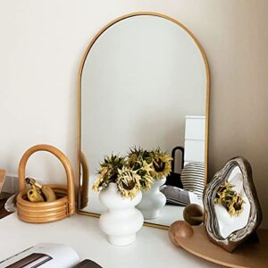 harritpure 20″ x 30″ arch mirror bathroom wall mounted mirrors gold vanity mirror with metal frame for bedroom living room entryway