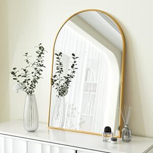 HARRITPURE 20" x 30" Arch Mirror Bathroom Wall Mounted Mirrors Gold Vanity Mirror with Metal Frame for Bedroom Living Room Entryway