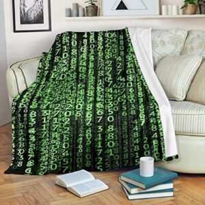 matrix code programmers blanket warm soft fleece throw plush sofa couch warm bedding home decor gift idea (30×40)