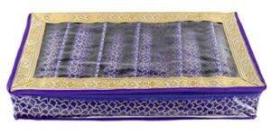 kuber industries square design brocade hardboard six rod bangle box (purple) -ctktc038877