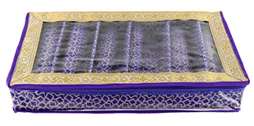 Kuber Industries Square Design Brocade Hardboard Six Rod Bangle Box (Purple) -CTKTC038877