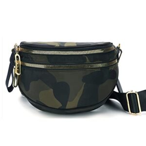 crossbody bags for women nylon cross body travel shoulder handbags girls chest purses light sling backpack-camo green