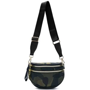 Crossbody Bags for Women Nylon Cross Body Travel Shoulder Handbags Girls Chest Purses Light Sling Backpack-Camo Green