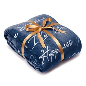 chanasya i love you gift throw blanket- sherpa microfiber unconditional love together forever throw- for women men girlfriend boyfriend husband wife (50×65 inches) – blue blanket