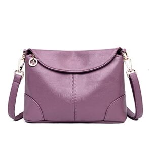 purse for women satchel messenger leather ladies crossbody shoulder bag 11.8 inch tote handbag wallet (purple)
