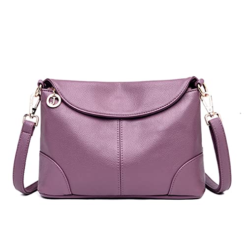 Purse for Women Satchel Messenger Leather Ladies Crossbody Shoulder Bag 11.8 inch Tote Handbag Wallet (Purple)