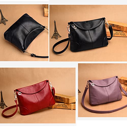 Purse for Women Satchel Messenger Leather Ladies Crossbody Shoulder Bag 11.8 inch Tote Handbag Wallet (Purple)