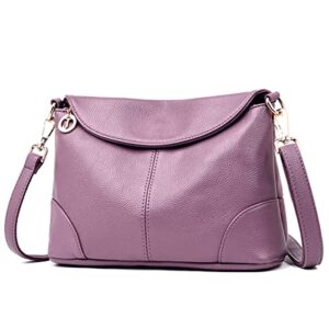 Purse for Women Satchel Messenger Leather Ladies Crossbody Shoulder Bag 11.8 inch Tote Handbag Wallet (Purple)