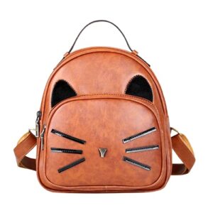 cat whiskers backpack | small backpack for women as purse + light travel (brown)