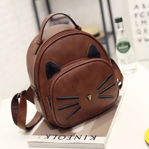 Cat Whiskers Backpack | Small Backpack for Women as Purse + Light Travel (Brown)