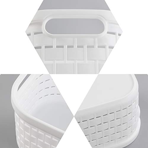 Sosody Plastic Storage Baskets with Handles, Small Weave Storage Baskets, White, 6 Packs