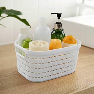 Sosody Plastic Storage Baskets with Handles, Small Weave Storage Baskets, White, 6 Packs