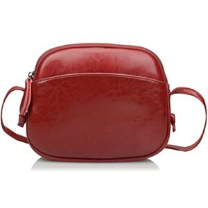 ainifeel women’s genuine leather lightweight small crossbody bags dome wallet purse hobo bags (small 8” (w) x 2.75”(d) x 7”(h), dark red 1069)