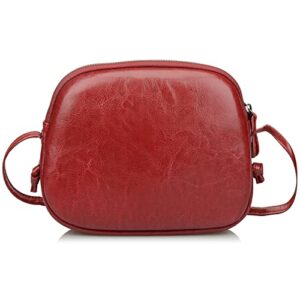 Ainifeel Women's Genuine Leather Lightweight Small Crossbody Bags Dome Wallet Purse Hobo Bags (Small 8'' (W) x 2.75''(D) x 7''(H), Dark red 1069)