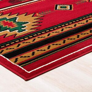 Champion Rugs Southwest Southwestern Native American Rustic Aztec Lodge Geometric Navajo Indian Red Area Rug (5 Feet X 7 Feet)