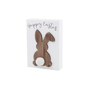 collins painting ‘happy easter’ cute bunny butt wood box sign – wooden tabletop rabbit decoration for spring home decor