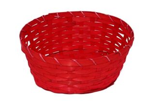 easter supplies all-purpose oval bamboo woven basket 9.75 in x 7.5 in x 4 in, red