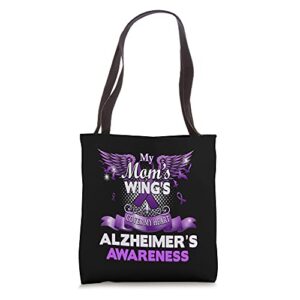 alzheimer’s awareness products mom’s wings cover my heart tote bag