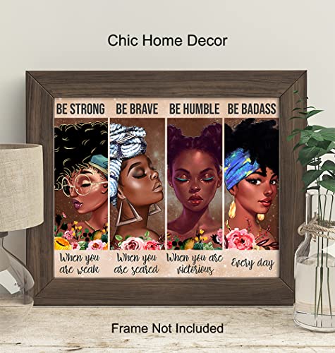 Be Strong Be Brave Be Badass Poster - African American Women - African American Woman - Black Women - African American Wall Art - Black Wall Art - Motivational Wall Decor - Encouragement Gifts