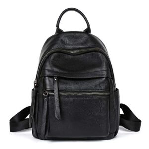 genuine leather backpack purse for women multi-functional elegant daypack for ladies (black)