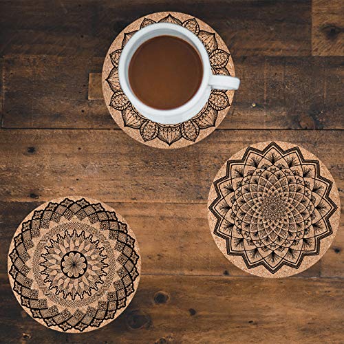 Coasters for Drinks Cork Coasters Absorbent with Holder - (12-Piece Set) Housewarming Gifts for New Home ,Living Room Decor,Apartment Decor