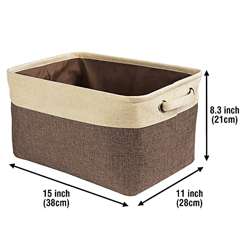 MALIHONG Personalized Foldable Storage Basket with Cute Dog Welsh Terrier Collapsible Sturdy Fabric Bone Pet Toys Storage Bin Cube with Handles for Organizing Shelf Home Closet, Brown and White