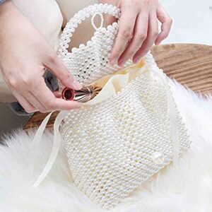 Grandxii Pearl Purse Tote Handbag Beaded Bag Evening Party Shoulder Bag For Women With Pearl