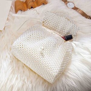 Grandxii Pearl Purse Tote Handbag Beaded Bag Evening Party Shoulder Bag For Women With Pearl