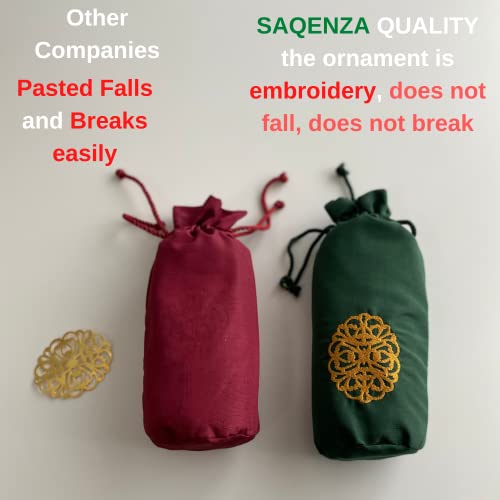 SAQENZA Prayer Rug - Muslim Prayer Rug - Prayer Mat Travel Bag and Prayer Beads - Muslim Gifts for Men, Women and Kids( Green )