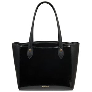 nine west women’s modern lines patent tote – jet black