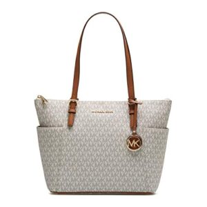 michael michael kors jet set item east/west top zip tote vanilla/acorn one size