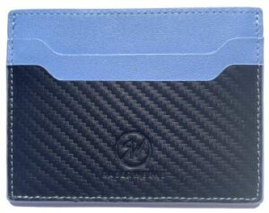 motorsport wallet – slim carbon fiber leather with rfid protection card case (powder blue)