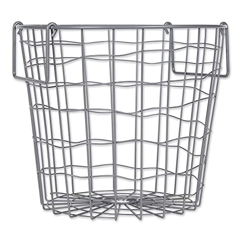 DII Metal Wire Mesh Stackable Utility Storage Bin, Small Round, 12x12x10, Cool Gray