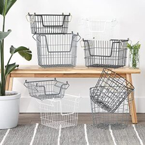 DII Metal Wire Mesh Stackable Utility Storage Bin, Small Round, 12x12x10, Cool Gray