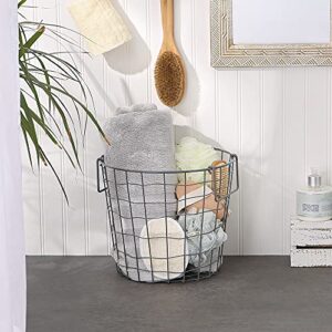 DII Metal Wire Mesh Stackable Utility Storage Bin, Small Round, 12x12x10, Cool Gray