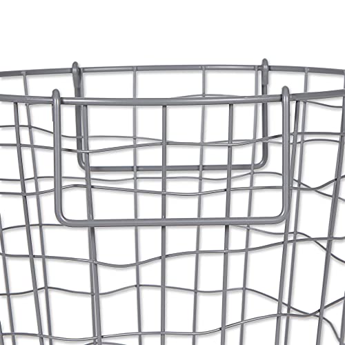 DII Metal Wire Mesh Stackable Utility Storage Bin, Small Round, 12x12x10, Cool Gray