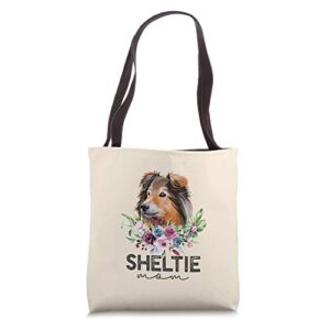 shetland sheepdog gifts dog mama sheltie mom tote bag