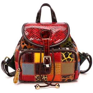 segater fashion women multicolor backpack genuine leather colorful patchwork shoulder bag bohemian style handbag