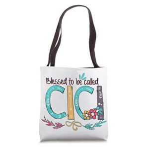 blessed to be called cici colorful for grandma tote bag