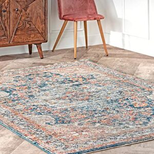 nuloom chanda persian vintage area rug, 4′ x 6′, blue