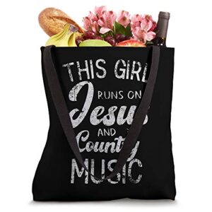 Christian Women's This Girl Runs on Jesus and Country Music Tote Bag