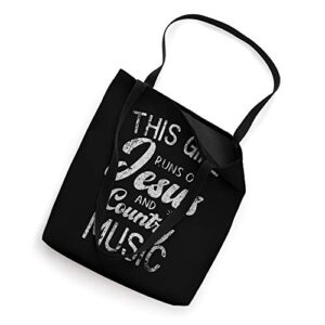 Christian Women's This Girl Runs on Jesus and Country Music Tote Bag