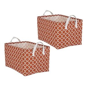 dii laundry storage collection, pe coated collapsible bin with handles, cinnamon lattice, extra-large set, 12.5×17.5×10.5″