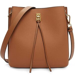 bostanten women handbags genuine leather designer tote purses lady crossbody bucket shoulder bags for work daily，brown